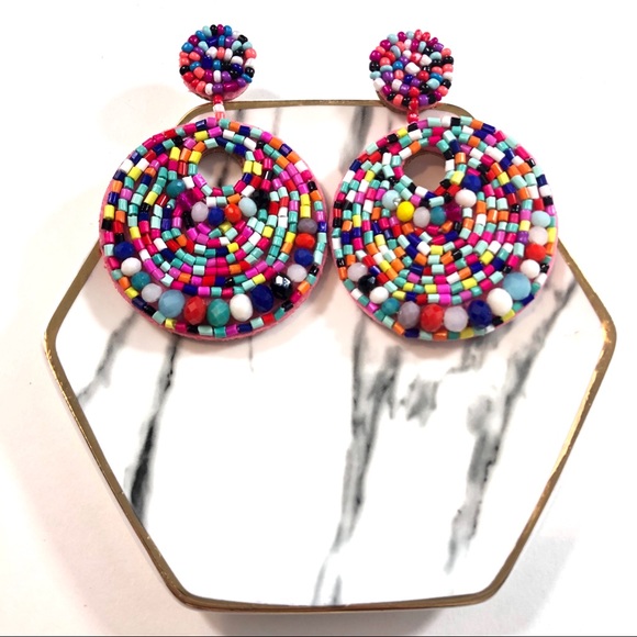 Debi Beaded Rainbow Pink Lightweight Earrings - Picture 3 of 4